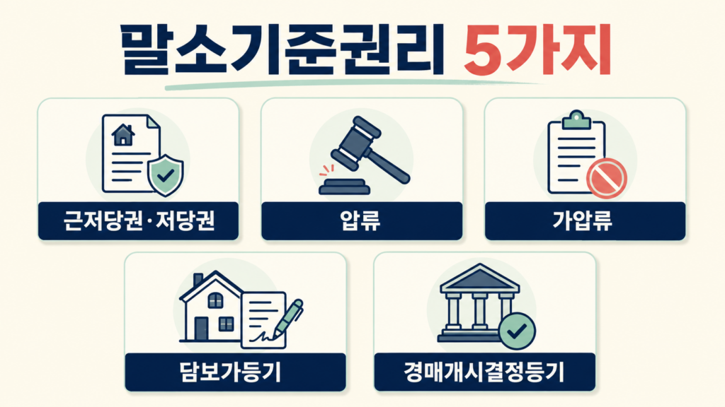 근저당권 압류 가압류 담보가등기 경매개시결정등기 