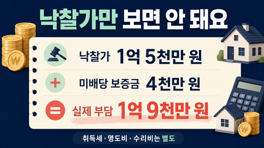 낙찰가와 미배당 보증금을 더한 실제 부담 계산