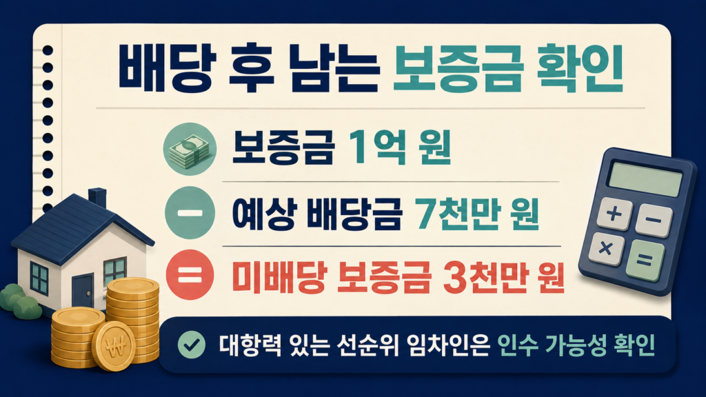 보증금에서 예상 배당금을 뺀 미배당 보증금 계산
