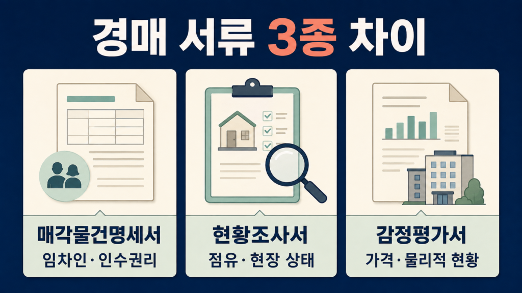매각물건명세서 현황조사서 감정평가서의 차이