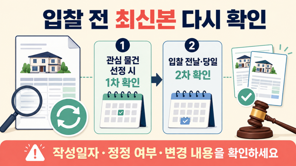 경매 입찰 전 매각물건명세서 최신본 재확인