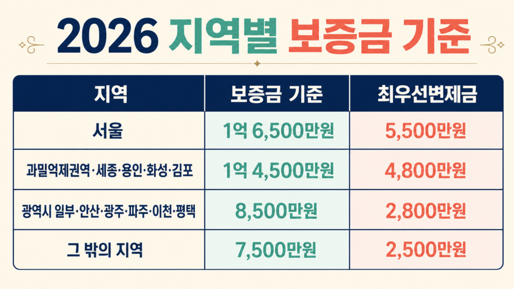 2026 지역별 보증금 기준