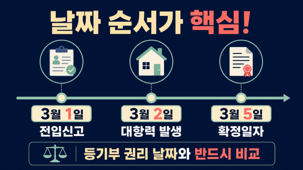 대항력 발생일 확정일자 근저당권 날짜 비교