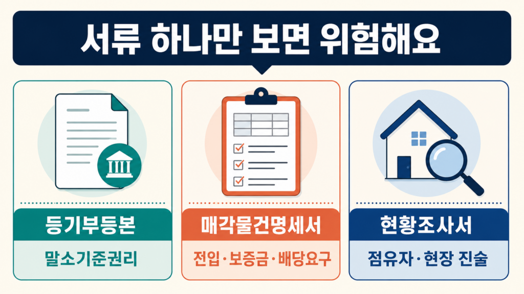 경매 서류 3가지 비교