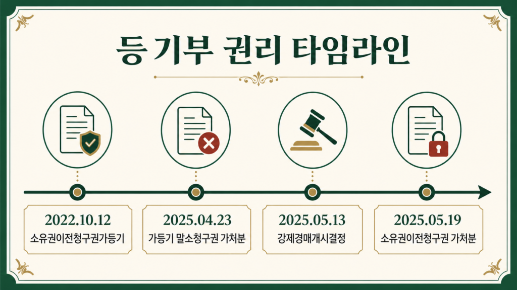 2025타경502431 등기부 권리 타임라인