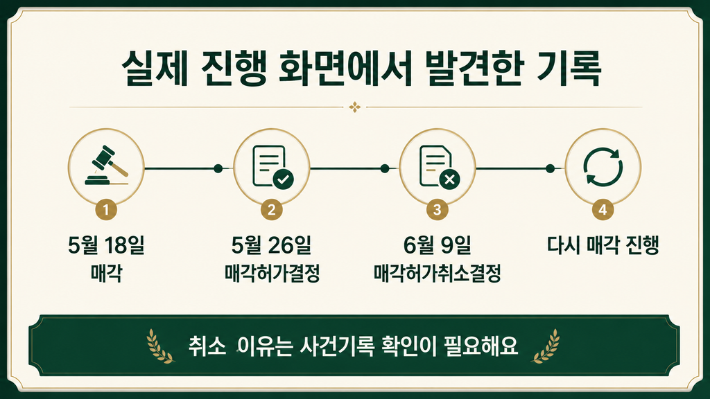 

매각부터 매각허가취소결정까지 진행 순서
