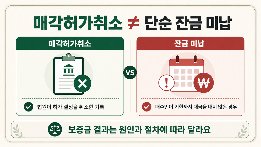매각허가취소와 잔금 미납 차이