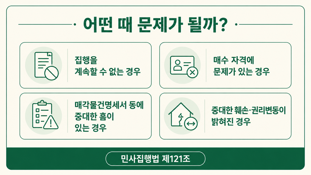 민사집행법 제121조 매각허가 이의 대표 사유
